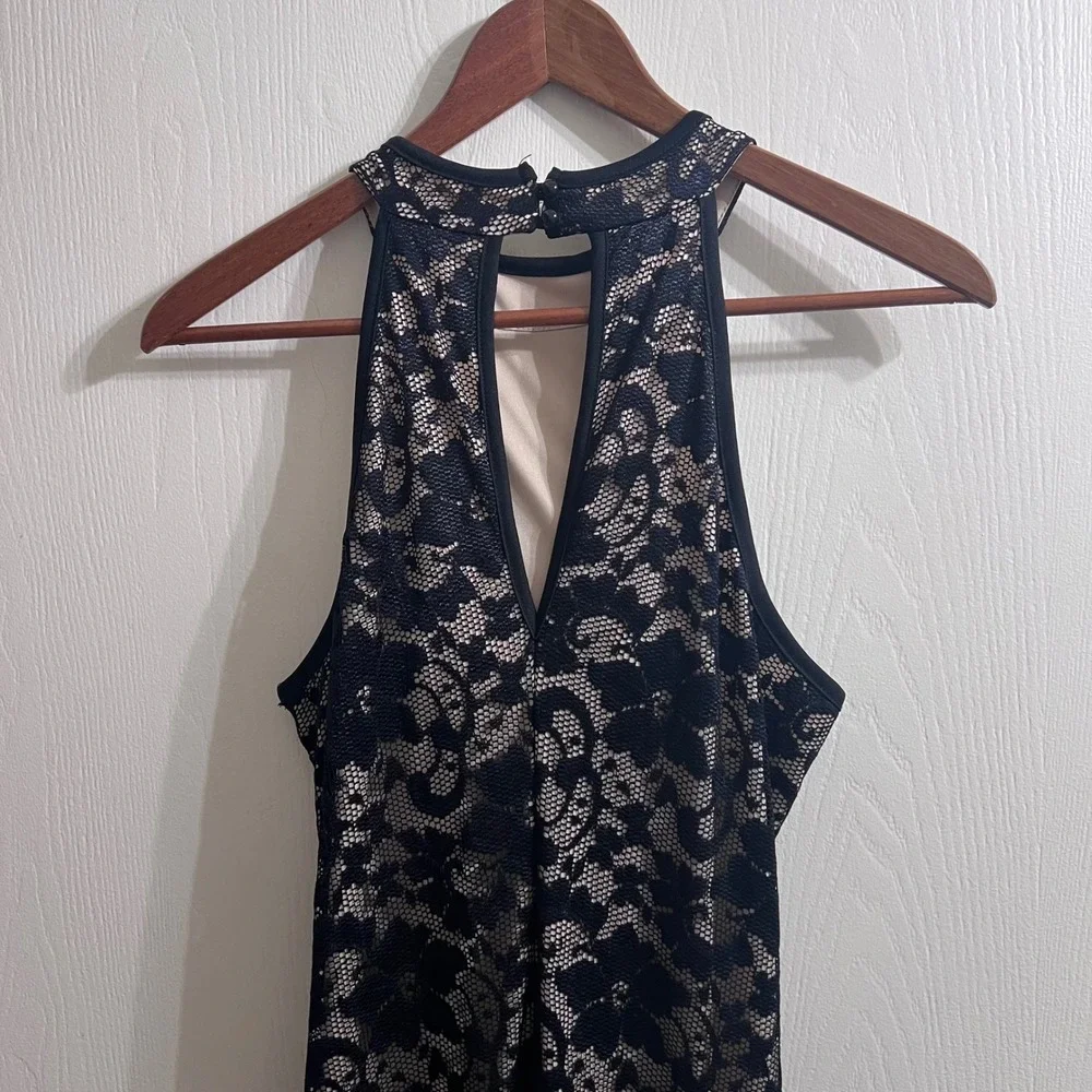 Emerald Sundae Womens‎ XL Black Lace Halter Neck Keyhole Back Maxi Dress Gown
